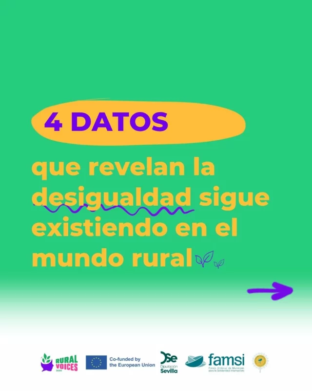 🙄¿Sabías que el futuro de nuestro planeta depende del #suelo, pero quienes más lo cuidan son las que menos voz tienen? 

💪🏻💜Las #MujeresRurales están hackeando el sistema todos los días, pero se enfrentan a barreras que parecen del siglo pasado. 
➡️📈 Desliza para ver los 4 datos que demuestran que la igualdad en el mundo rural todavía está en "modo espera". 
✌🏻 Es hora de cambiar las reglas del juego. 
#RuralVoices2030 #ProgramaeuDEAR #JuventudRural #Andalucía