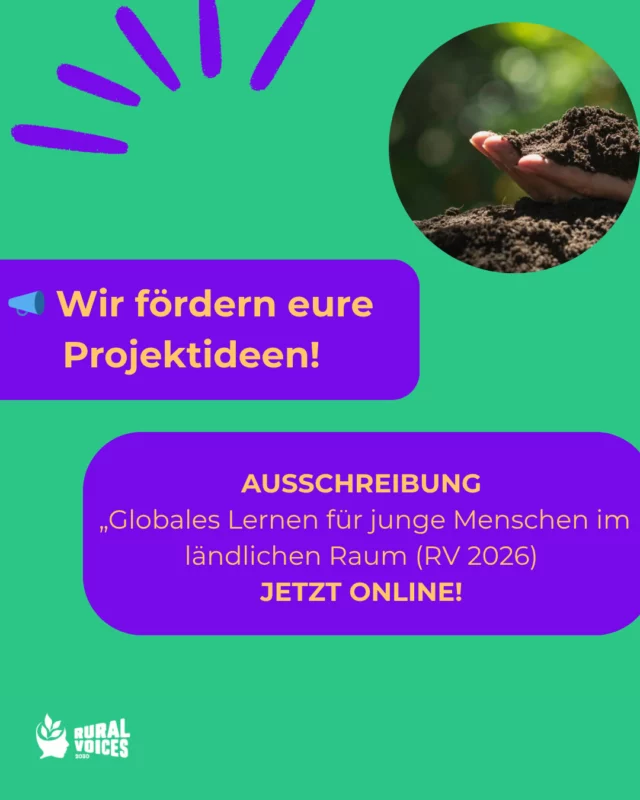 Du suchst nach einer Förderung für deine Projektidee?🌱

Mit Rural Voices 2030 fördert finep Bildungsprojekte, die junge Menschen dabei stärken, sich mit Bodenschutz, globaler Gerechtigkeit und der gerechten Verteilung von Bodenressourcen auseinanderzusetzen — und dabei selbst aktiv zu werden. 🌍

Gefördert werden Projekte des Globalen Lernens und der BNE, die junge Menschen zwischen 15 und 30 Jahren im ländlichen Raum erreichen.

📅 Infoveranstaltung: 12. Mai 2026, 15:30 bis 16:30 Uhr
📝 Antragsfrist: 07.07.2026, 17:00 Uhr

 
💶 Zuschuss pro Projekt: 7.000 bis 9.000 Euro
📊 Der Zuschuss deckt 90 % der förderfähigen Gesamtkosten
🤝 Eigenanteil: 10 %
 📅 Projektlaufzeit: 6 bis 10 Monate
 
Den Link mit mehr Infos und den Antragsunterlagen findest du in der Bio 🌟

#euDEARprogramme #RuralVoices2030 #GlobalesLernen #BNE #LändlicherRaum #Bodenschutz #JungeMenschen #Förderung #Zivilgesellschaft